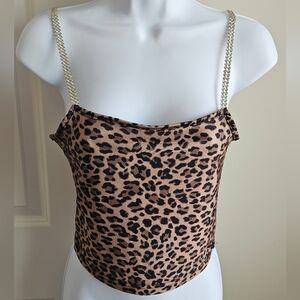 Streetwear Society Rhinestone Strap Leopard Cropped Tank